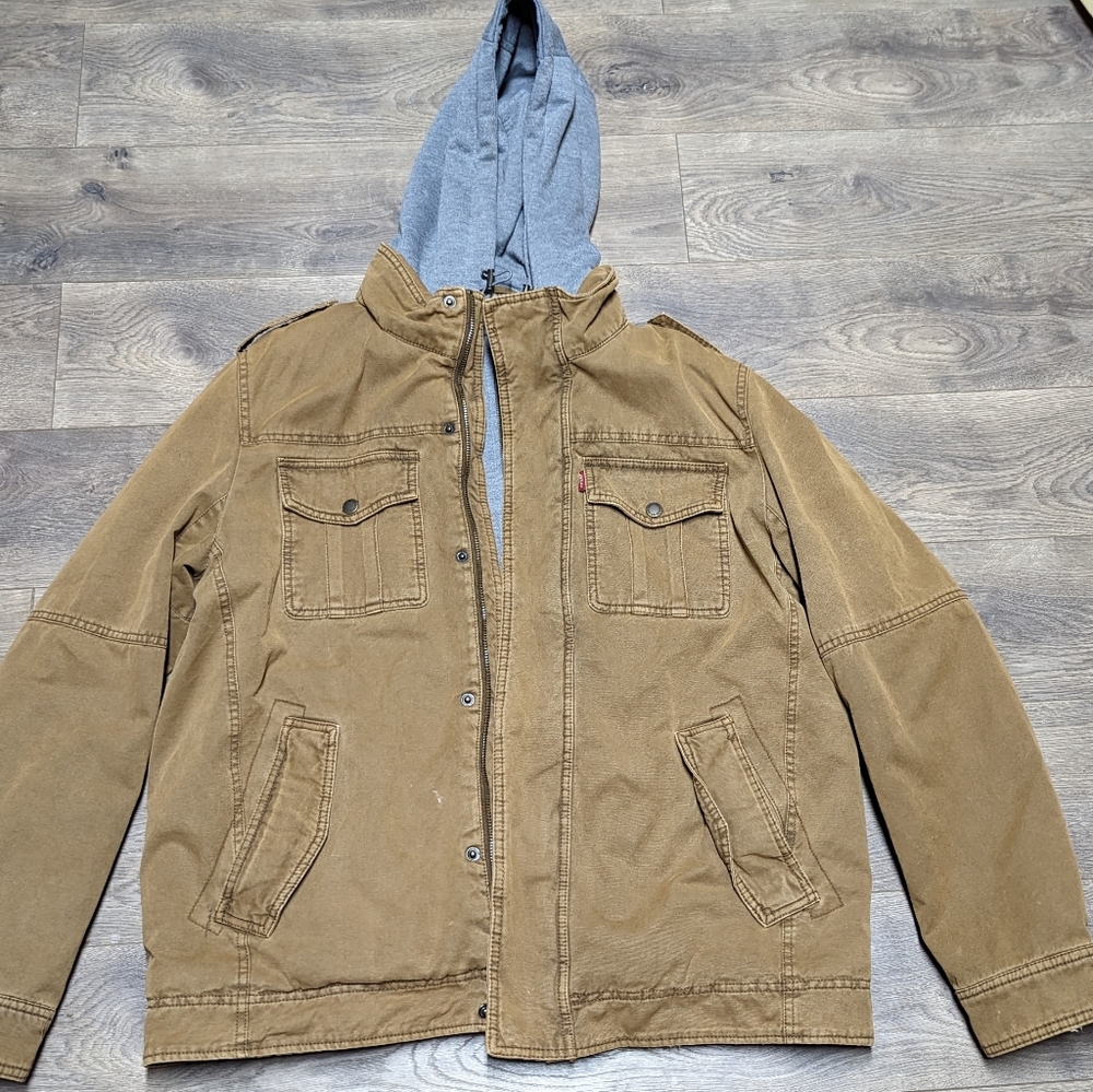 Men's Levi's Hooded Denim Sherpa Lined Jacket Large